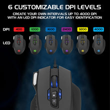 Load image into Gallery viewer, Enhance Theorem 2 MMO Gaming Mouse — 13‑Button, 4000 DPI, Black