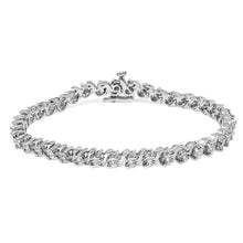 Load image into Gallery viewer, .925 Sterling Silver 1/4 Cttw Diamond Station and S Link Bracelet