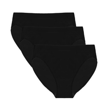 Load image into Gallery viewer, Women's Bamboo/Cotton High Leg Brief Style Underwear Black Color - 3-pack