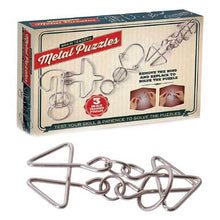 Load image into Gallery viewer, 3-Pack: Brain Teasers Mind Games IQ Metal Puzzles
