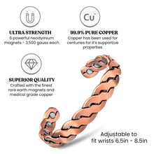 Load image into Gallery viewer, Adjustable Cuff Copper Magnetic Therapy Bracelet Bangle for Men and Women Twisted Design