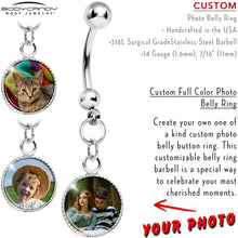 Load image into Gallery viewer, Custom Dangle Full Color Photo Belly Ring