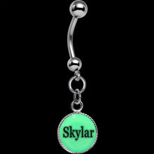 Load image into Gallery viewer, Custom Glow in the Dark Personalized Name Dangle Belly Ring
