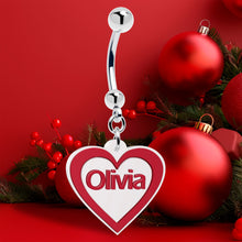Load image into Gallery viewer, Custom Red White Valentines Day Heart Personalized Dangle Belly Ring