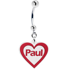Load image into Gallery viewer, Custom Red White Valentines Day Heart Personalized Dangle Belly Ring
