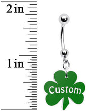 Load image into Gallery viewer, Custom Green Shamrock Saint Patricks Day Dangle Belly Ring