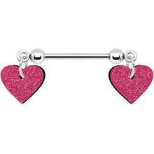 Load image into Gallery viewer, Pink Glitter Heart Nipple Ring Set