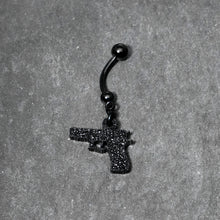 Load image into Gallery viewer, Jet Black Glitter Gun Dangle Belly Ring
