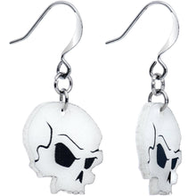 Load image into Gallery viewer, Creepy Skull Glow in the Dark Halloween Fishhook Dangle Earrings