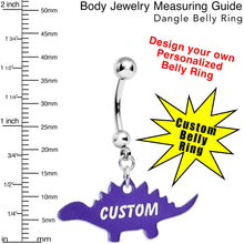 Load image into Gallery viewer, Custom Purple Stegosaurus Dinosaur Personalized Dangle Belly Ring