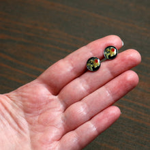 Load image into Gallery viewer, Red Rose Flower Skeleton Cameo Stud Earrings