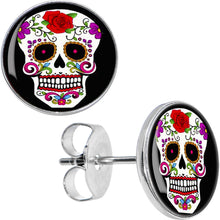 Load image into Gallery viewer, White Sugar Skull Stud Earrings