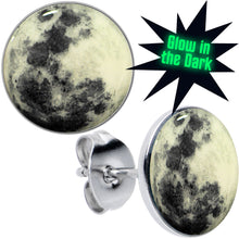 Load image into Gallery viewer, Moon Glow in the Dark Stud Earrings