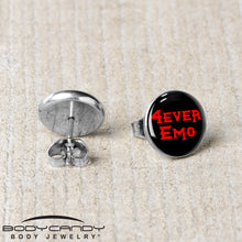 Load image into Gallery viewer, Black Red 4 Ever Emo Stud Earrings by Onyx O