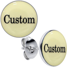 Load image into Gallery viewer, Custom Personalized Glow in the Dark Stud Earrings