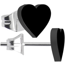 Load image into Gallery viewer, Black Acrylic Heart Stud Earrings