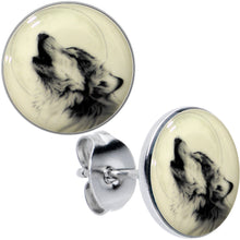 Load image into Gallery viewer, Glow in the Dark Howling Wolf Stud Earrings
