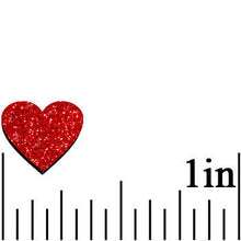 Load image into Gallery viewer, Ruby Red Glitter Heart Stud Earrings