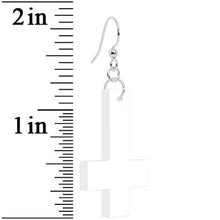 Load image into Gallery viewer, White Inverted Cross Dangle Earrings