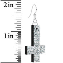 Load image into Gallery viewer, Diamond Dust Glitter Inverted Cross Dangle Earrings