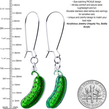 Load image into Gallery viewer, Acrylicious Funky Green Pickle Earrings by Onyx O