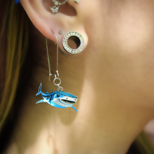 Load image into Gallery viewer, Acrylicious Attack Swimming Shark Dangle Earrings by Onyx O