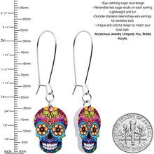 Load image into Gallery viewer, Acrylicious Sugar Skull Double Sided Reversible Skull Earrings