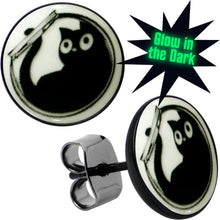 Load image into Gallery viewer, Fishbowl Kitty Cat Glow in the Dark Stud Earrings by Onyx O