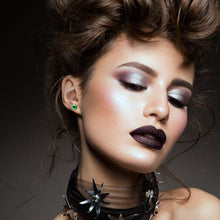 Load image into Gallery viewer, Black Anodized Steel Lipstick Kiss Mark Glow in the Dark Stud Earrings by Onyx O
