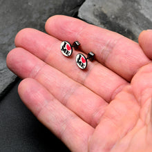 Load image into Gallery viewer, Black Anodized Steel Glow in the Dark Stud Earrings by Onyx O