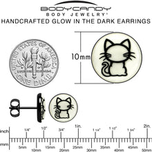 Load image into Gallery viewer, Black Anodized Kitty Cat Glow in the Dark Stud Earrings by Onyx O