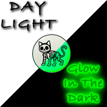 Load image into Gallery viewer, Black Anodized Skeleton Kitty Cat Glow in the Dark Stud Earrings by Onyx O