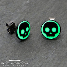 Load image into Gallery viewer, Simple Skull Glow in the Dark Stud Earrings by Onyx O