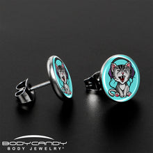Load image into Gallery viewer, Heavy Metal Kitty Cat Stud Earrings by Onyx O