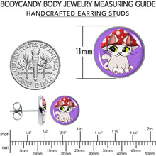 Load image into Gallery viewer, Polka Dot Mushroom Hat Cat Stud Earrings by Onyx O