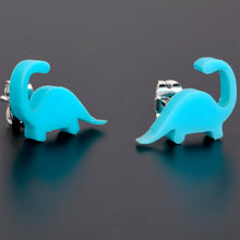 Load image into Gallery viewer, Blue Acrylic Brontosaurus Dinosaur Stud Earrings