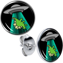 Load image into Gallery viewer, Alien UFO Dinosaur Abduction Stud Earrings Set by Onyx O