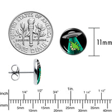 Load image into Gallery viewer, Alien UFO Dinosaur Abduction Stud Earrings Set by Onyx O