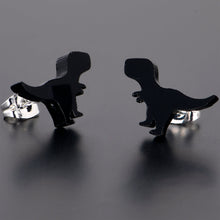 Load image into Gallery viewer, Black Acrylic Tyrannosaurus Rex Dinosaur Stud Earrings
