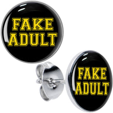Load image into Gallery viewer, Black Yellow Fake Adult Stud Earrings by Onyx O