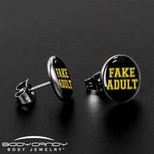 Load image into Gallery viewer, Black Yellow Fake Adult Stud Earrings by Onyx O