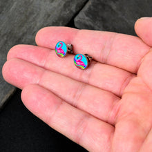 Load image into Gallery viewer, Rainbow Sea Floating Flamingo Stud Earrings by Onyx O