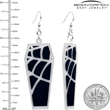 Load image into Gallery viewer, Glowing Spider Web Coffin Glow in the Dark Dangle Earrings by Onyx O
