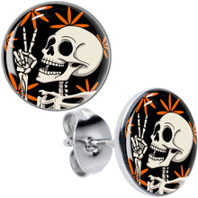 Load image into Gallery viewer, Peace Sign Skeleton Stud Earrings by Onyx O