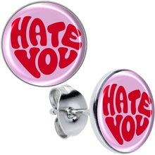 Load image into Gallery viewer, Retro Text Hate You Stud Earrings by Onyx O