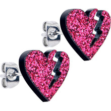 Load image into Gallery viewer, Glitter Heartbreaker Broken Heart Stud Earrings