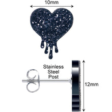 Load image into Gallery viewer, Glitter Melting Heart Stud Earrings