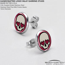 Load image into Gallery viewer, Valentine Heart Skull Stud Earrings