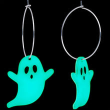 Load image into Gallery viewer, Acrylicious Glow in the Dark Haunting Ghost Hoop Earrings