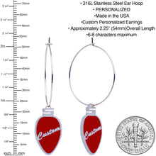 Load image into Gallery viewer, Custom Red Holiday Ornament Personalized Hoop Earrings